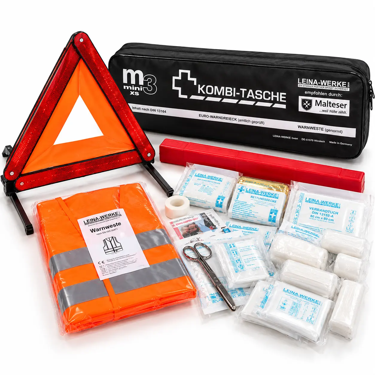 Auto-Notfallset M3 XS mit Warndreieck, Warnweste & Erste Hilfe