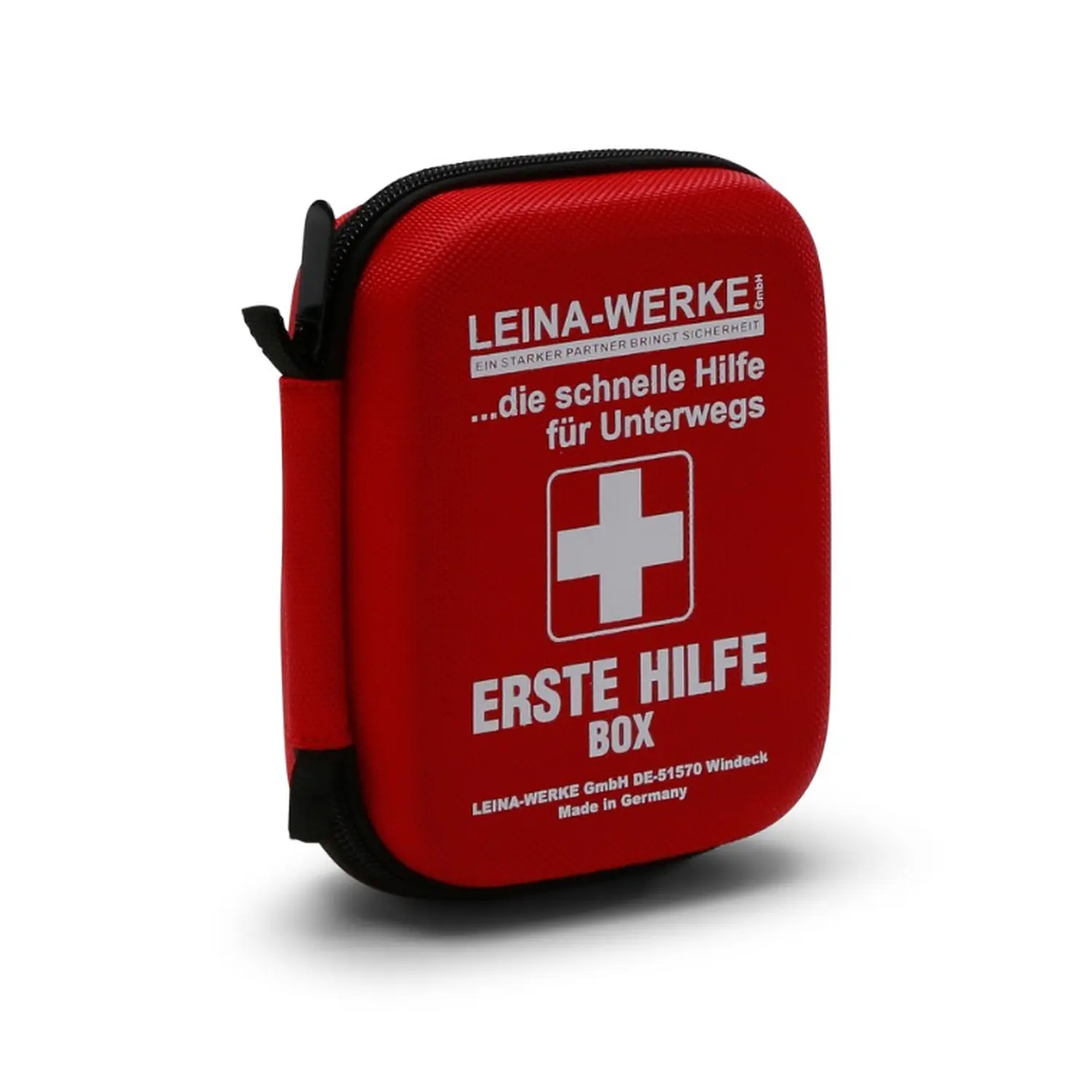 [LEINA-50063] Erste-Hilfe-Box in Hartschale mit Gürtel- & Karabinerbefestigung